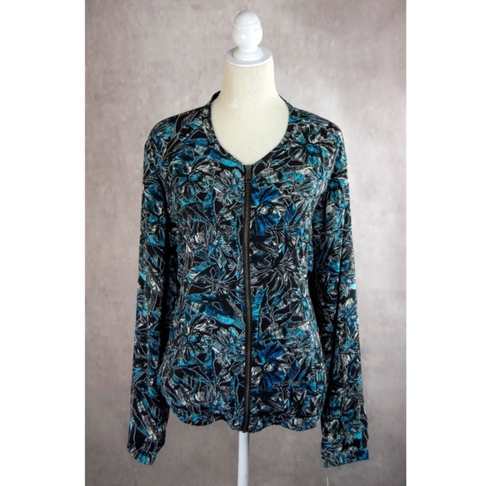 Sejour Printed Floral Bomber Jacket - sz 20W
